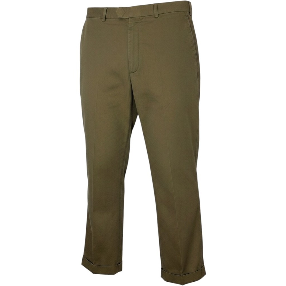 IZOD Mens Khaki Chino Pants 36x32 Tan Cotton Cuffed Straight Leg Casual Trousers